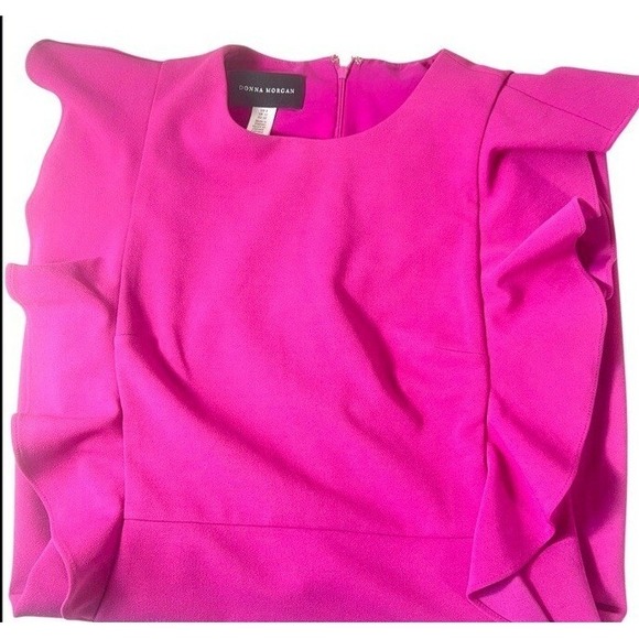 Donna Morgan Raspberry‎ Pink Ruffle Shift Dress 8 - Picture 7 of 10